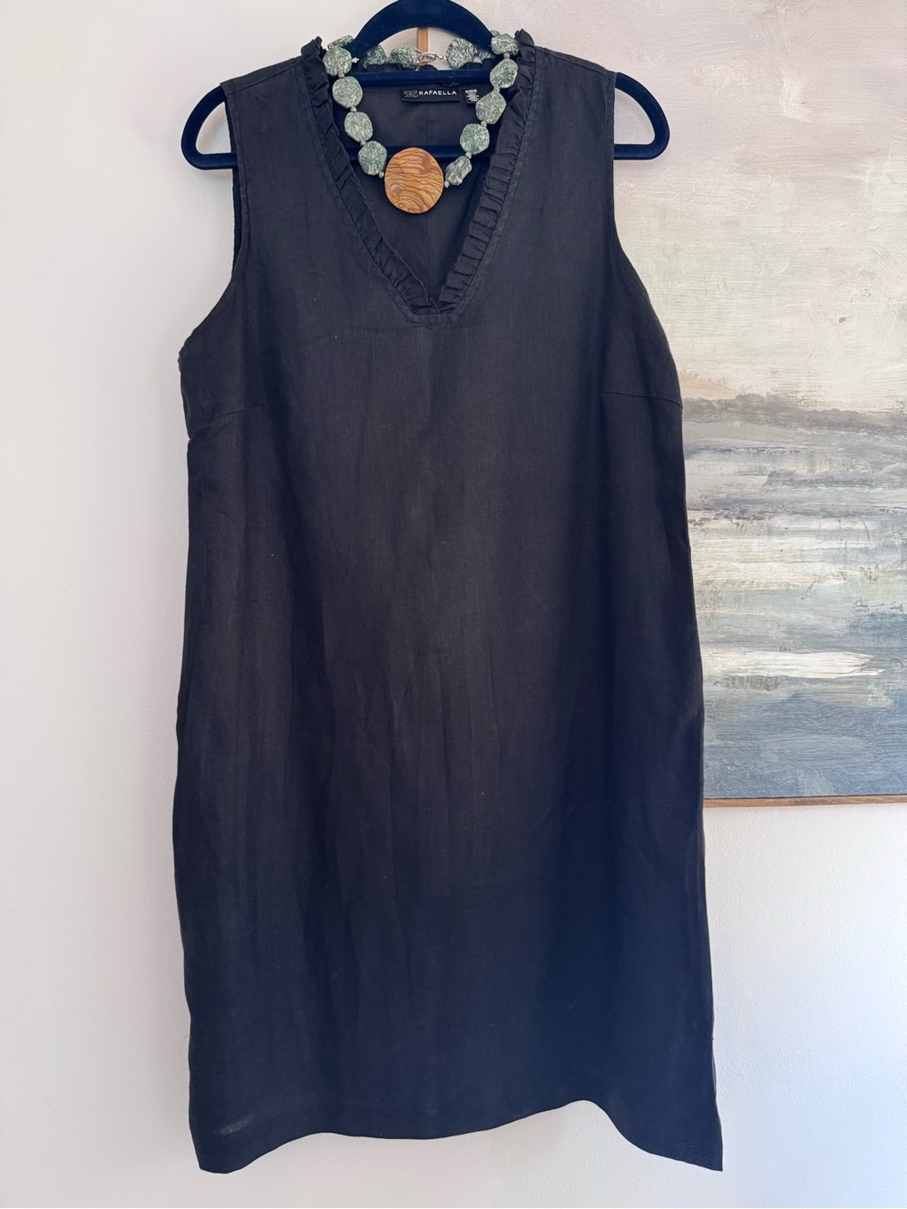 Rafaella Black Sleeveless Mini Dress with V-Neck